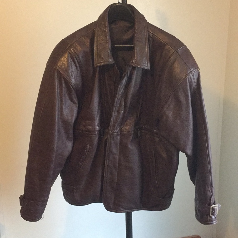 VTG FIDELITY Brown Leather Motorcycle Jacket SZ 42